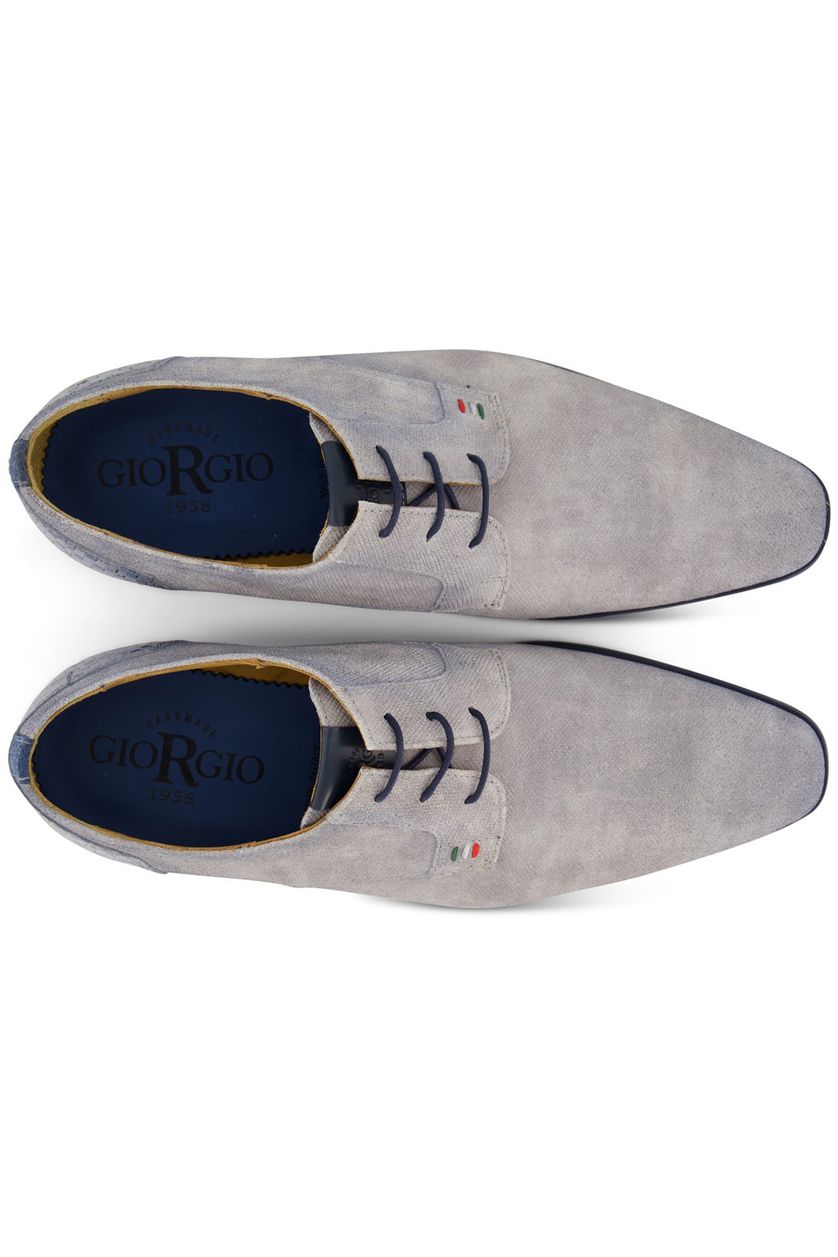 Giorgio nette schoenen grijs effen met donkerblauwe details leer