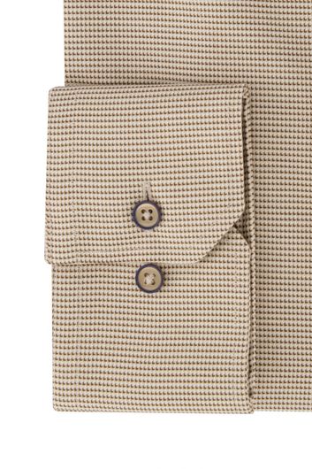 Eterna overhemd strijkvrij beige comfort fit katoen