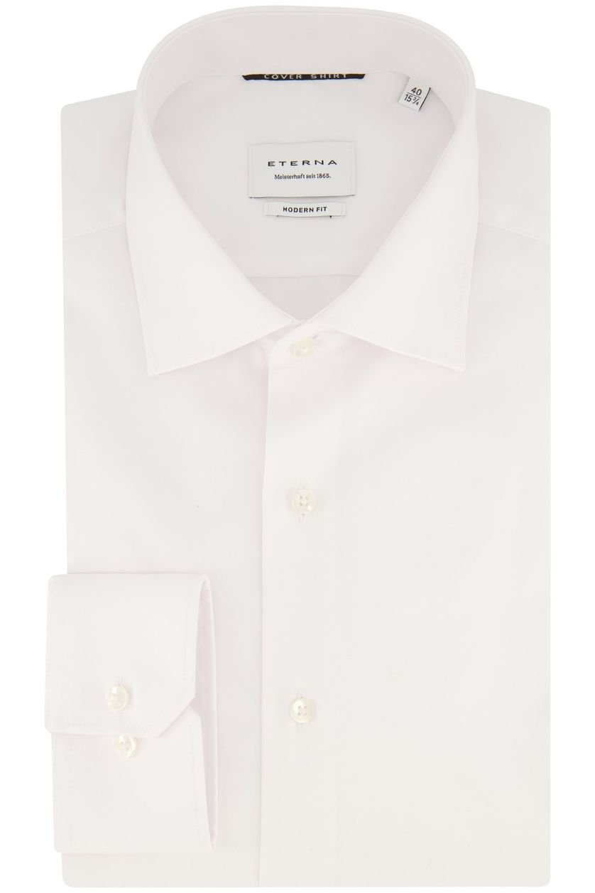 Eterna modern fit overhemd mouwlengte 7 wit katoen strijkvrij