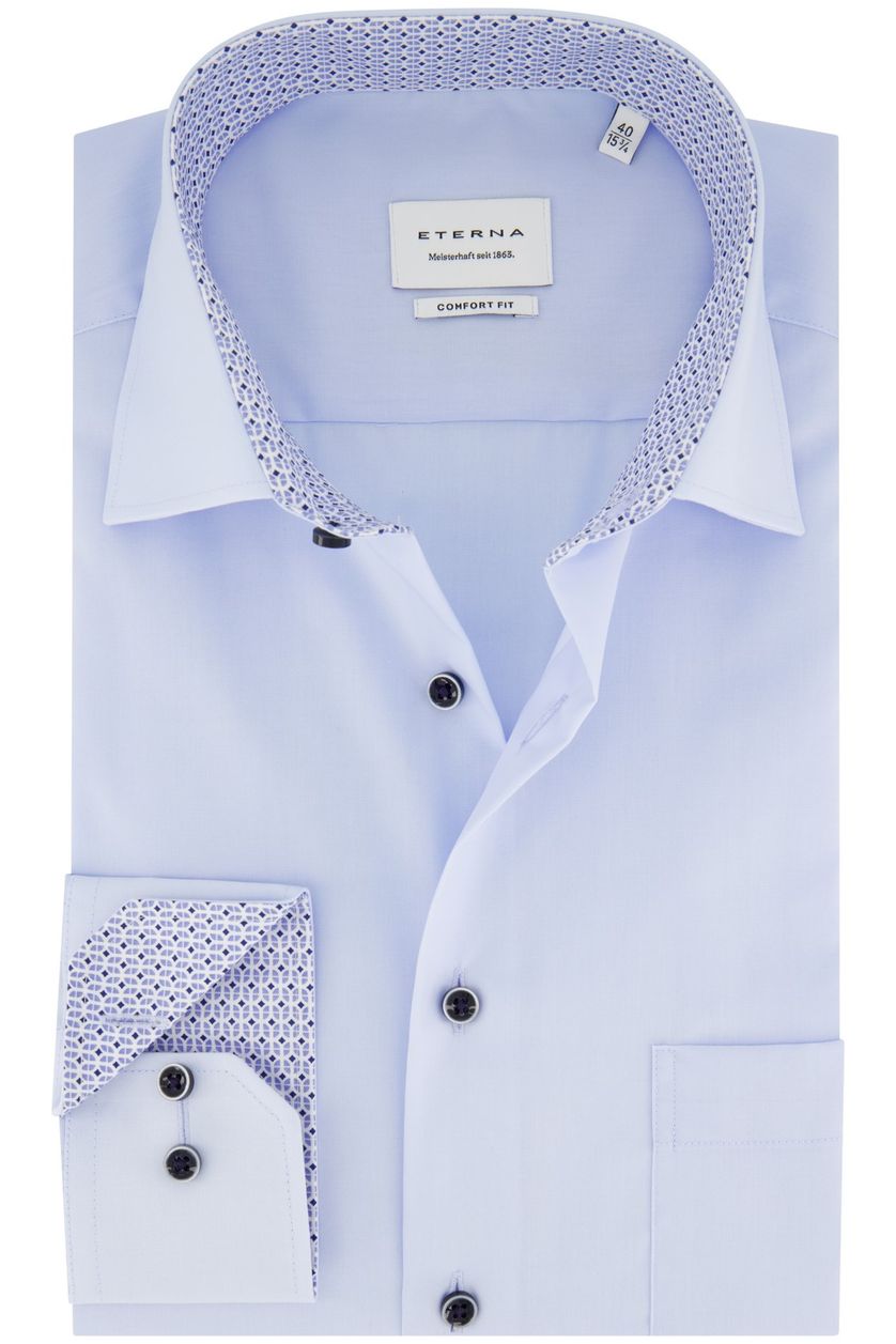 Eterna overhemd met borstzak lichtblauw comfort fit