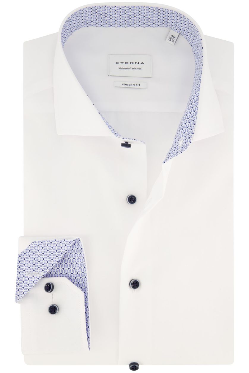 Eterna overhemd mouwlengte 7 strijkvrij modern fit wit katoen