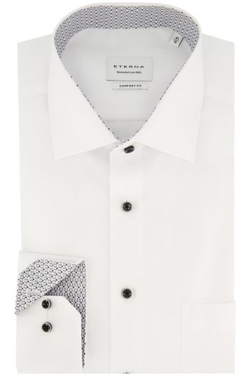 Eterna overhemd wit strijkvrij met borstzak