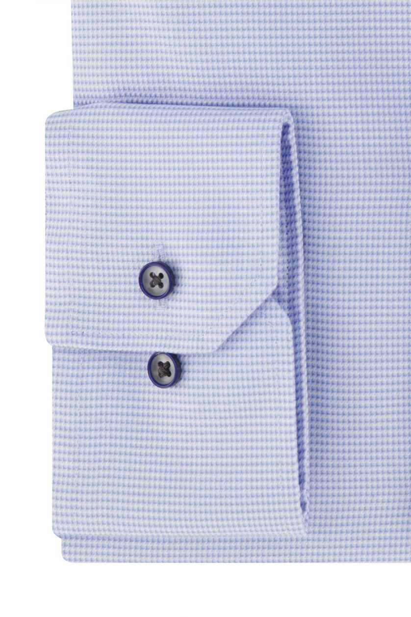 Eterna overhemd mouwlengte 7 borstzak comfort fit lichtblauw geruit katoen