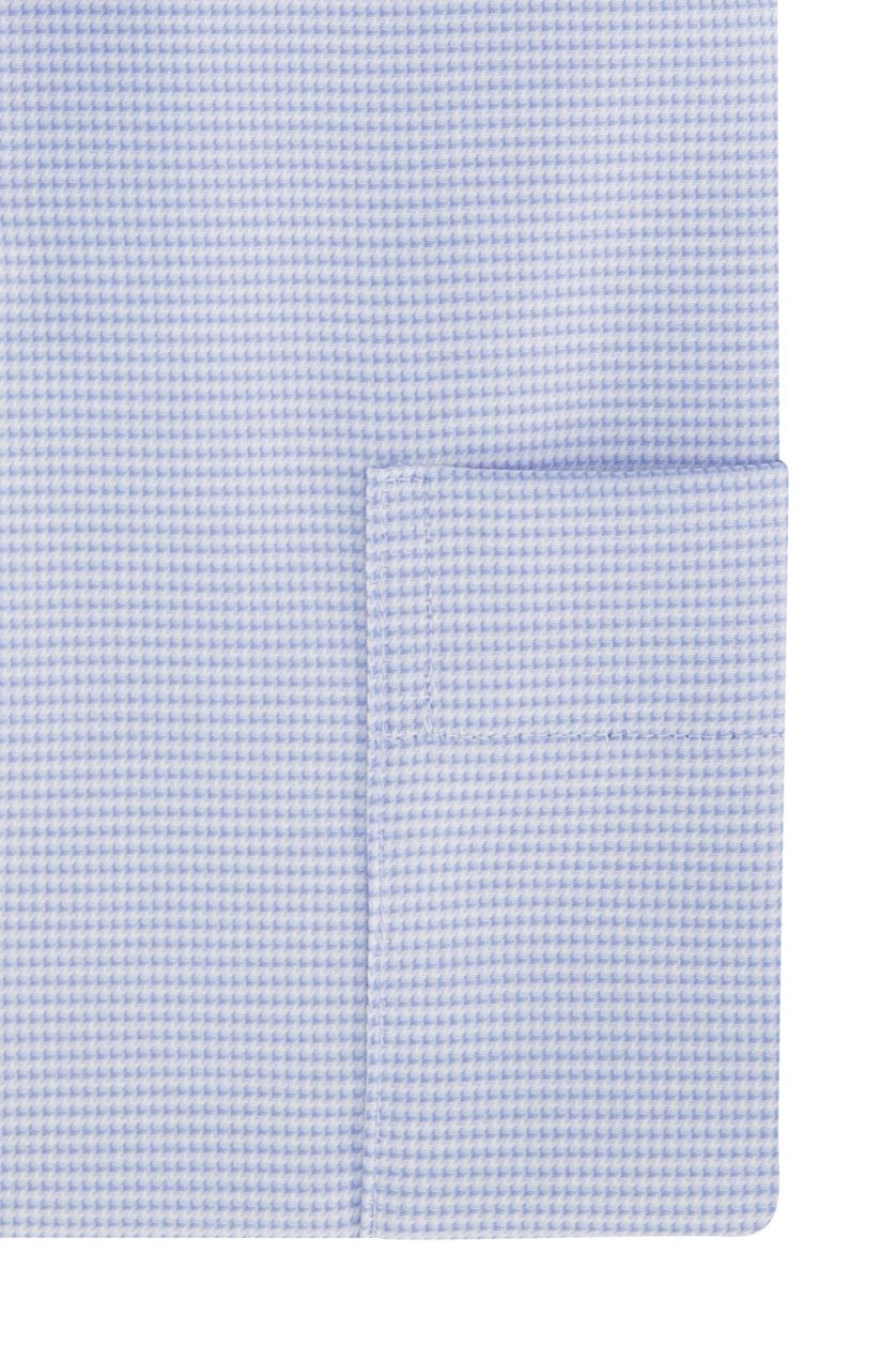 Eterna overhemd mouwlengte 7 borstzak comfort fit lichtblauw geruit katoen