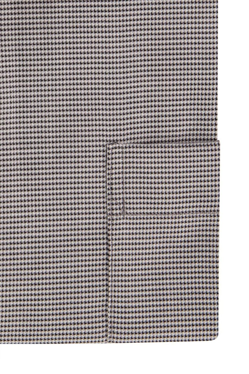 Eterna overhemd strijkvrij mouwlengte 7 zwart geruit katoen comfort fit