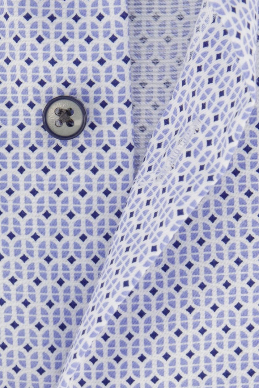 Eterna overhemd lichtblauw geprint katoen strijkvrij