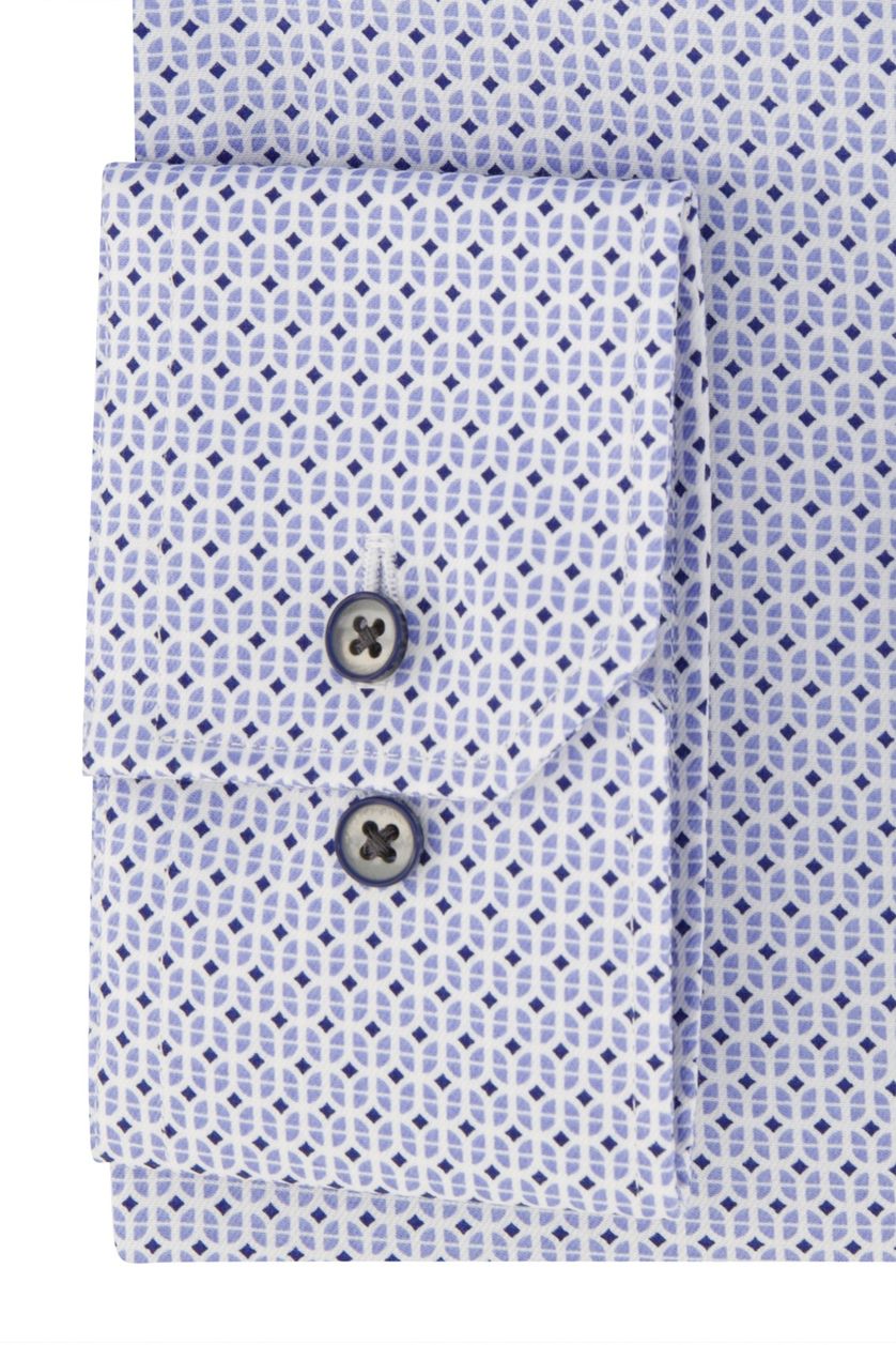 Eterna overhemd lichtblauw geprint katoen strijkvrij