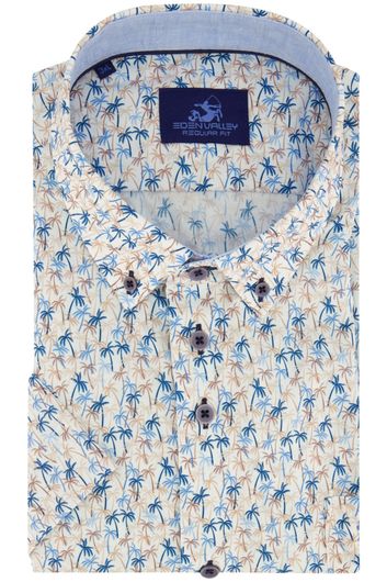 Eden Valley casual overhemd korte mouw wijde fit blauw geprint