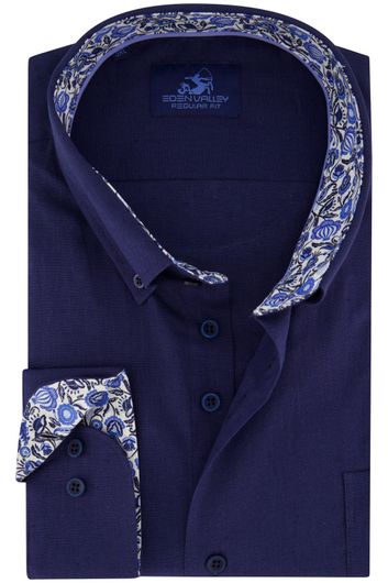 Eden Valley casual overhemd wijde fit donkerblauw effen