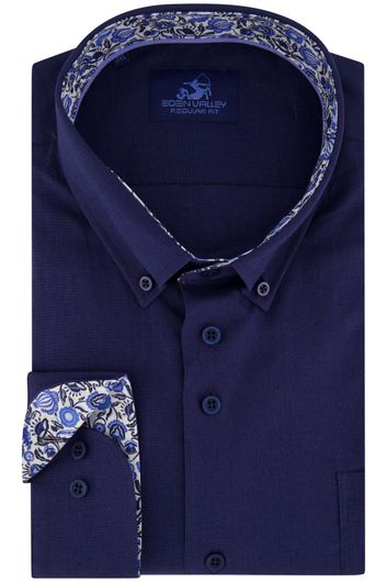 Eden Valley casual overhemd wijde fit donkerblauw effen