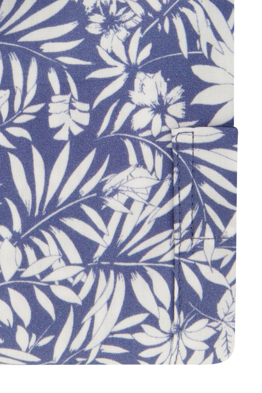 Eden Valley overhemd wijde fit blauw bladeren print