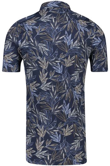 Eden Valley poloshirt extra lang donkerblauw geprint normale fit