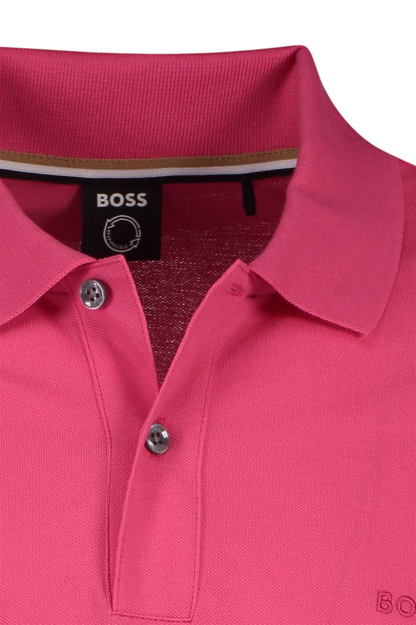 Hugo Boss Black polo normale fit roze 2-knoops katoen