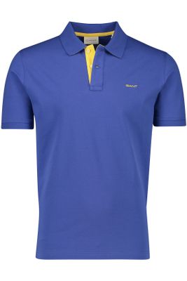 Gant Gant polo normale fit blauw met gele details effen katoen, stretch