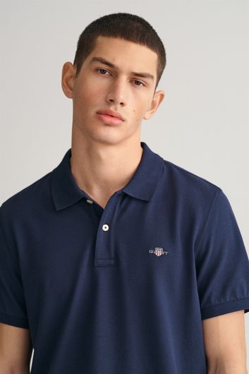 Gant polo normale fit donkerblauw effen