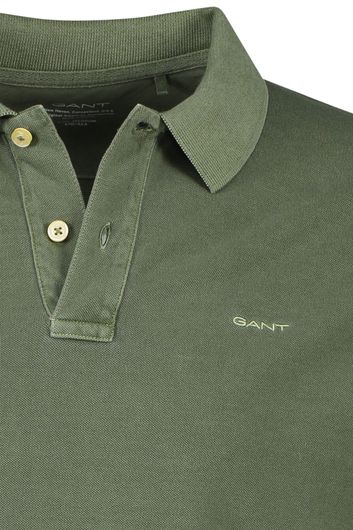 Gant polo normale fit groen effen 100% katoen 2 knoops