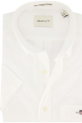 Gant Gant casual overhemd korte mouw normale fit wit effen katoen