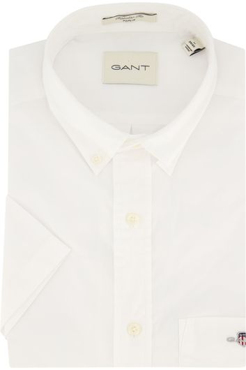 Gant casual overhemd korte mouw normale fit wit effen katoen