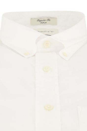 Gant overhemd korte mouw effen wit normale fit katoen