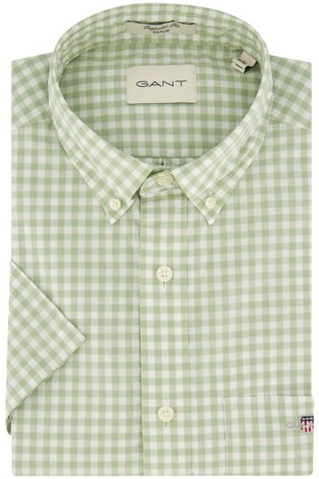 Gant casual overhemd korte mouw normale fit groen geruit katoen