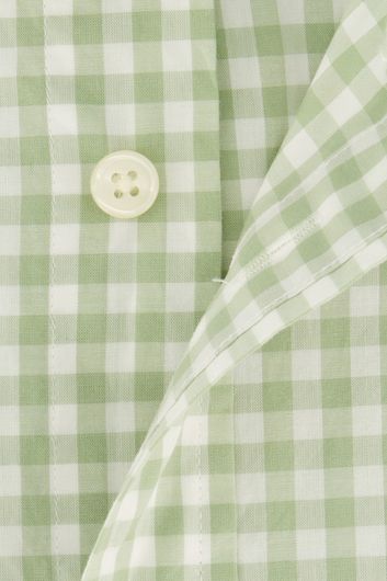 Gant casual overhemd korte mouw regular fit lichtgroen wit geruit katoen