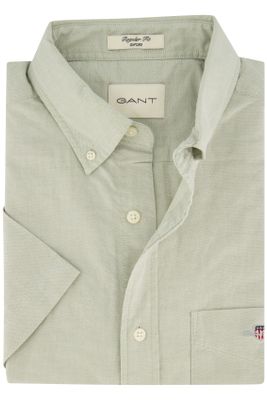 Gant Gant casual overhemd korte mouw regular fit lichtgroen effen katoen