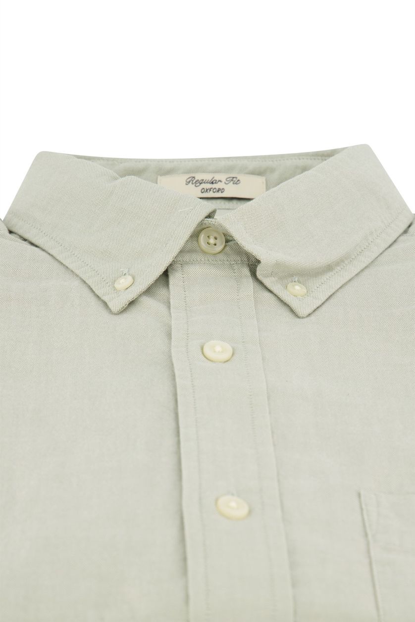 Gant casual overhemd korte mouw regular fit lichtgroen effen katoen