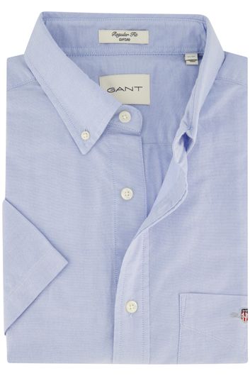 Gant overhemd korte mouw normale fit lichtblauw katoen