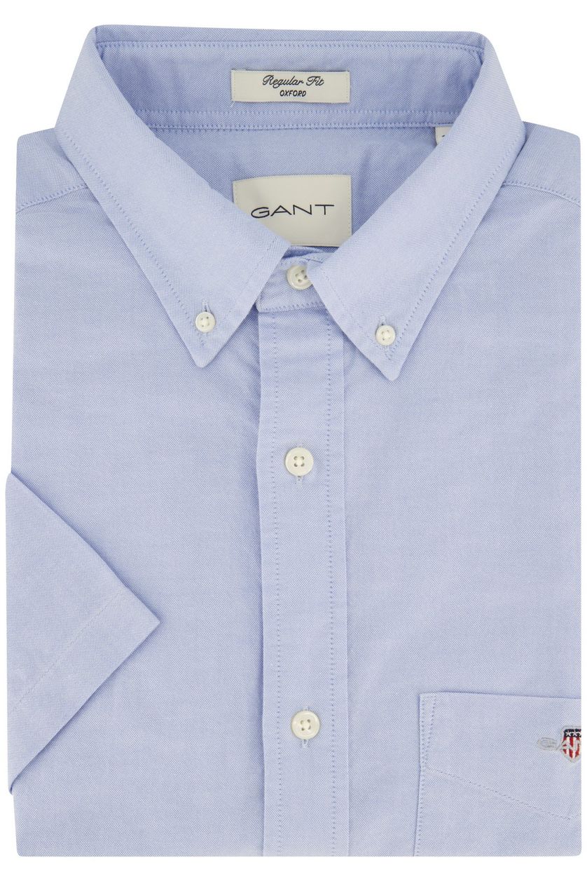 katoenen Gant overhemd korte mouw normale fit lichtblauw