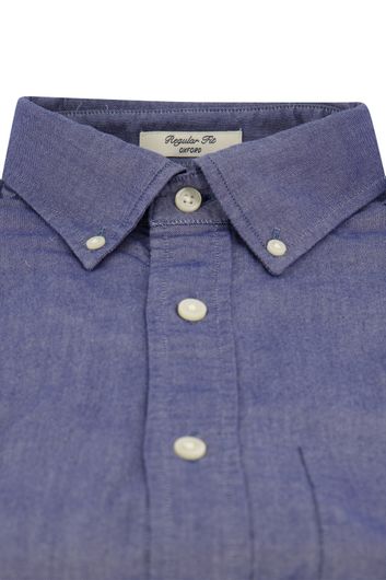Gant overhemd korte mouw normale fit effen blauw katoen
