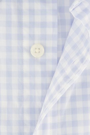 Gant casual overhemd korte mouw normale fit lichtblauw geruit katoen