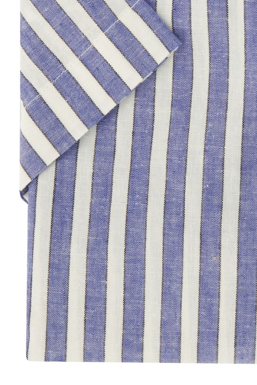 Katoenen Gant overhemd korte mouw blauw wit gestreept normale fit