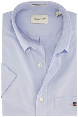 Gant Gant overhemd korte mouw normale fit effen lichtblauw katoen