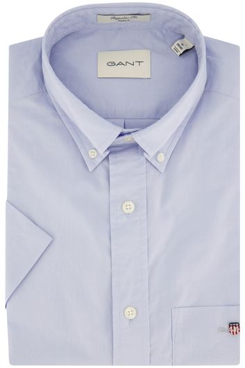 Gant overhemd korte mouw normale fit effen lichtblauw katoen
