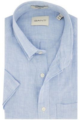 Gant Gant casual overhemd korte mouw normale fit lichtblauw gemêleerd