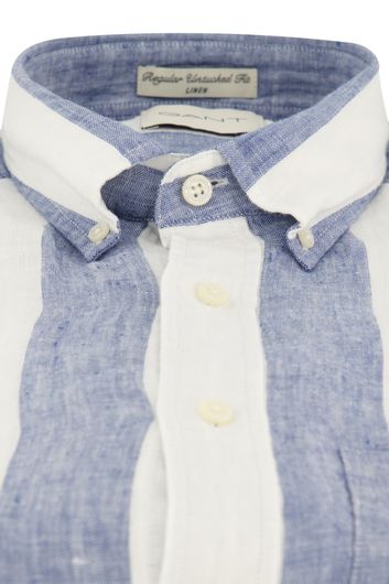 Gant casual overhemd blauw wit gestreept linnen