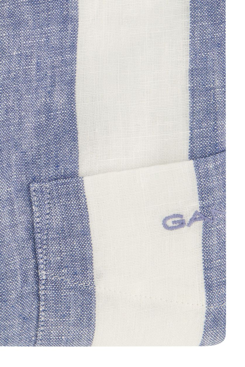 Linnen Gant overhemd blauw wit gestreept