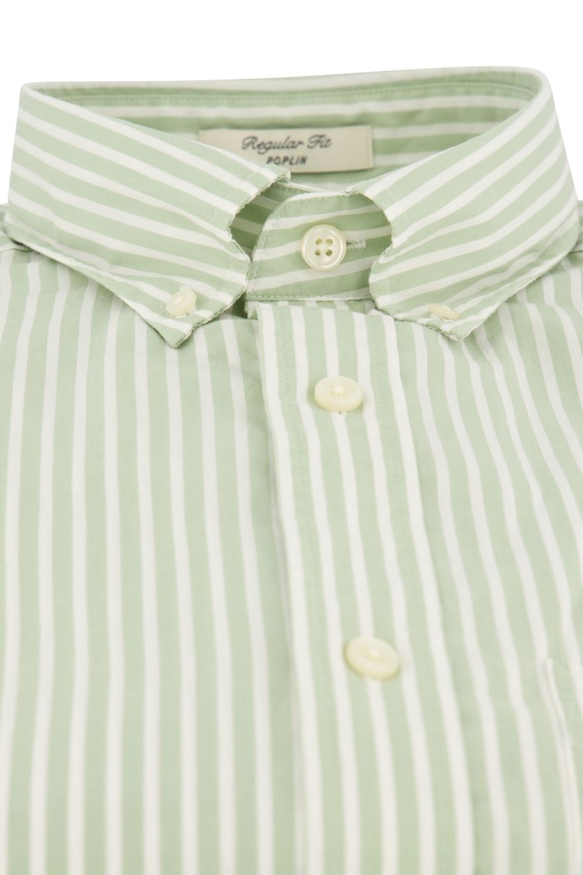 Katoenen Gant overhemd borstzak regular fit groen gestreept