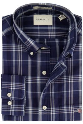 Gant Gant overhemd regular fit katoen donkerblauw geruit