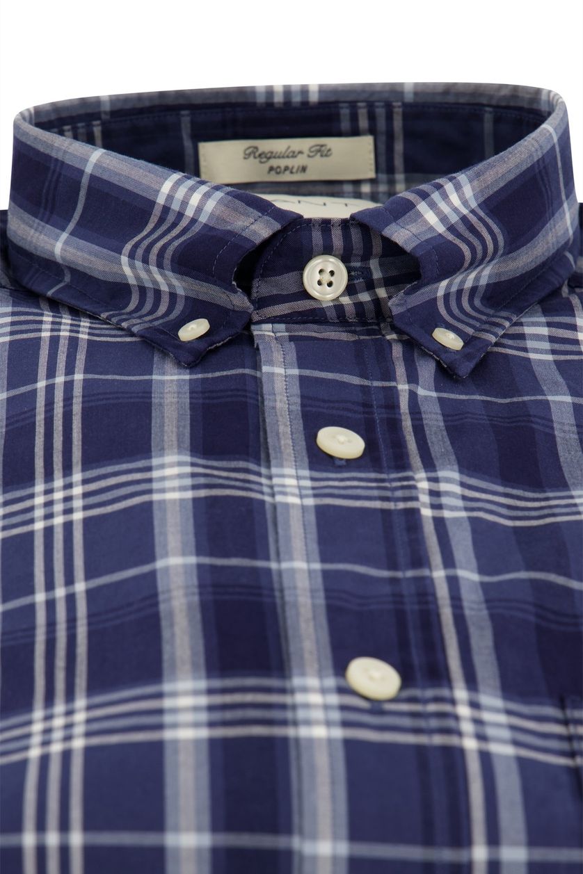 Gant overhemd regular fit katoen donkerblauw geruit