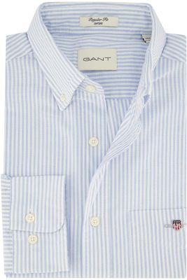 Gant Gant lichtblauw gestreept overhemd regular fit katoen borstzak