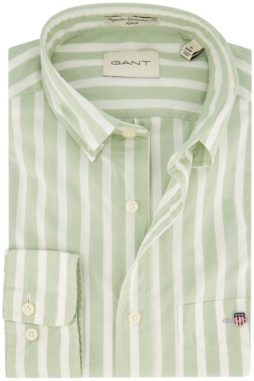 Groen gestreepte Gant overhemd regular fit katoen borstzakje