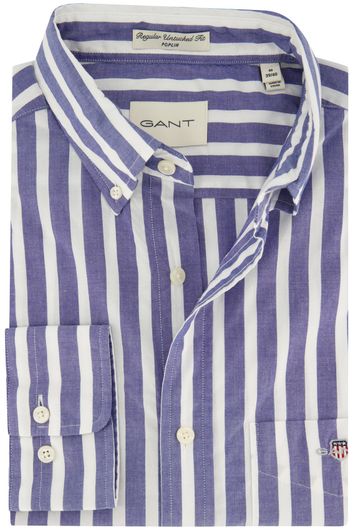 Gant overhemd blauw wit gestreept borstzak