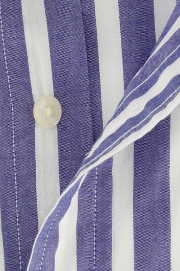 Gant blauw gestreepte overhemd regular fit katoen borstzakje