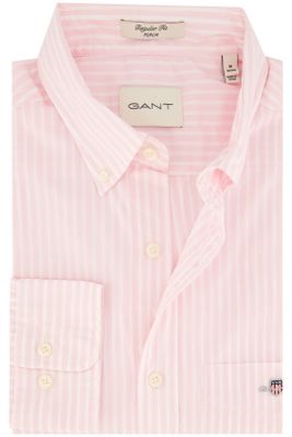 Gant Gant casual overhemd roze wit gestreept normale fit katoen