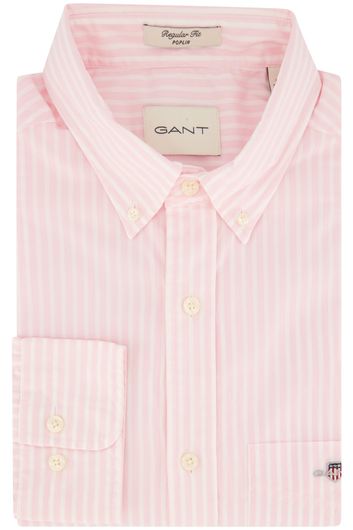 Gant casual overhemd normale fit roze wit gestreept katoen