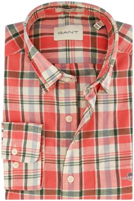 Gant Gant casual overhemd geruit normale fit rood katoen