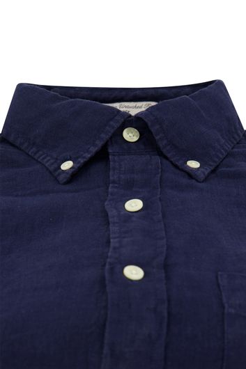 Gant donkerblauw overhemd regular fit linnen
