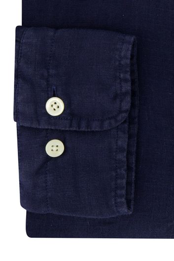 Gant casual overhemd normale fit donkerblauw effen linnen