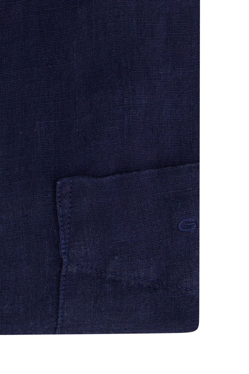 Gant regular fit overhemd donkerblauw linnen